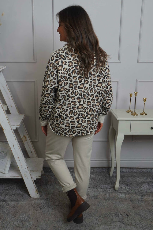 Nicky Leopard Print Cotton Top Stone - Image 4