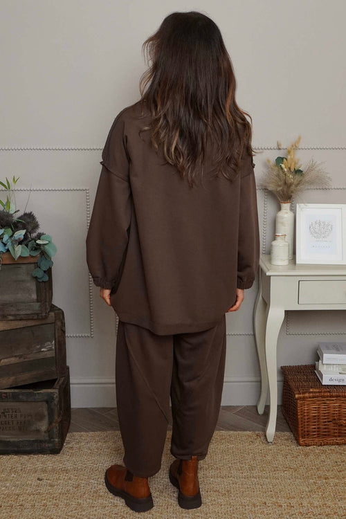 Sybil Button Cotton Sweatshirt Cocoa - Image 4