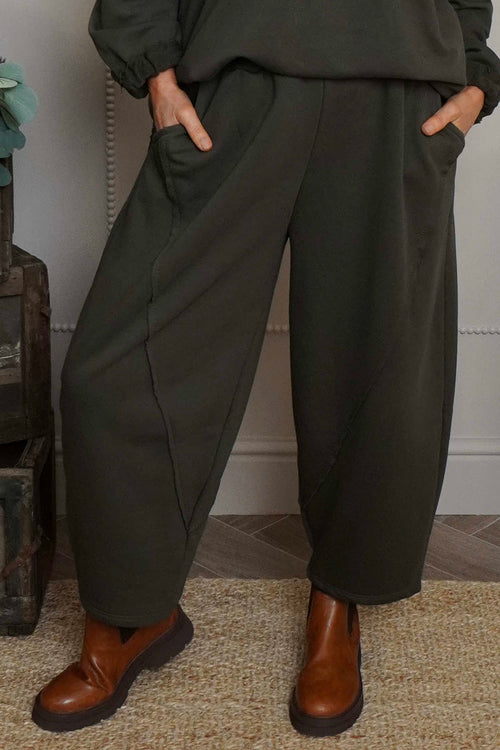 Yasmina Cropped Cotton Trousers Khaki