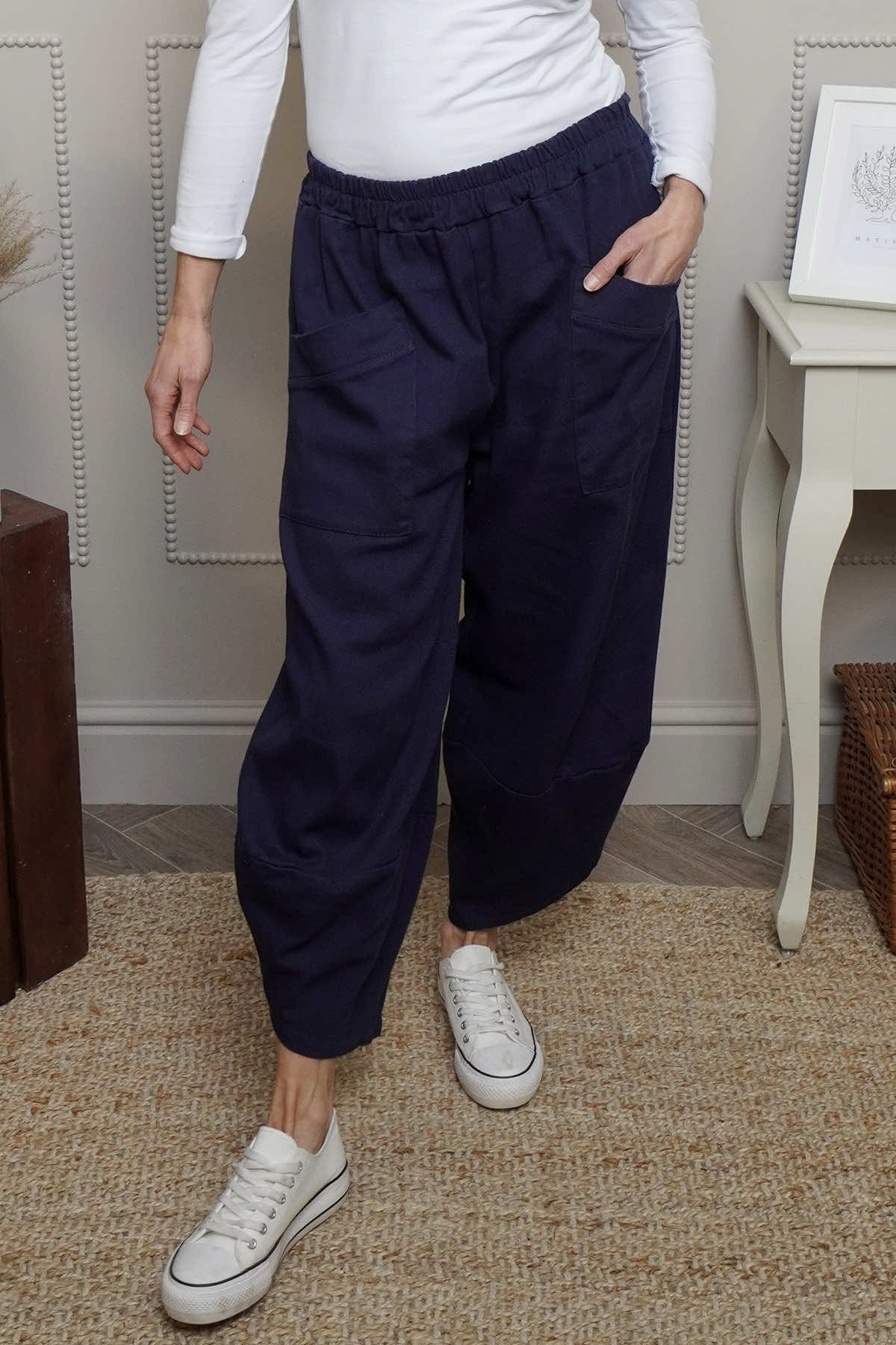 Jerilyn Cotton Trousers Navy