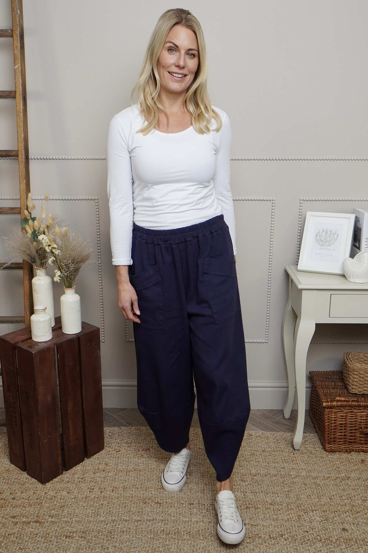 Jerilyn Cotton Trousers Navy