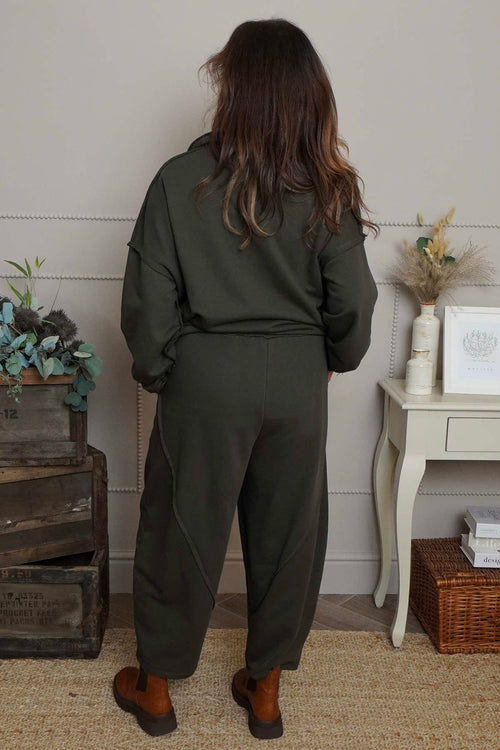 Yasmina Cropped Cotton Trousers Khaki - Image 4