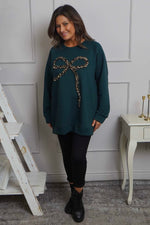 Alice Bow Sweatshirt Bottle Green Bottle Green - Alice Bow Sweatshirt Bottle Green