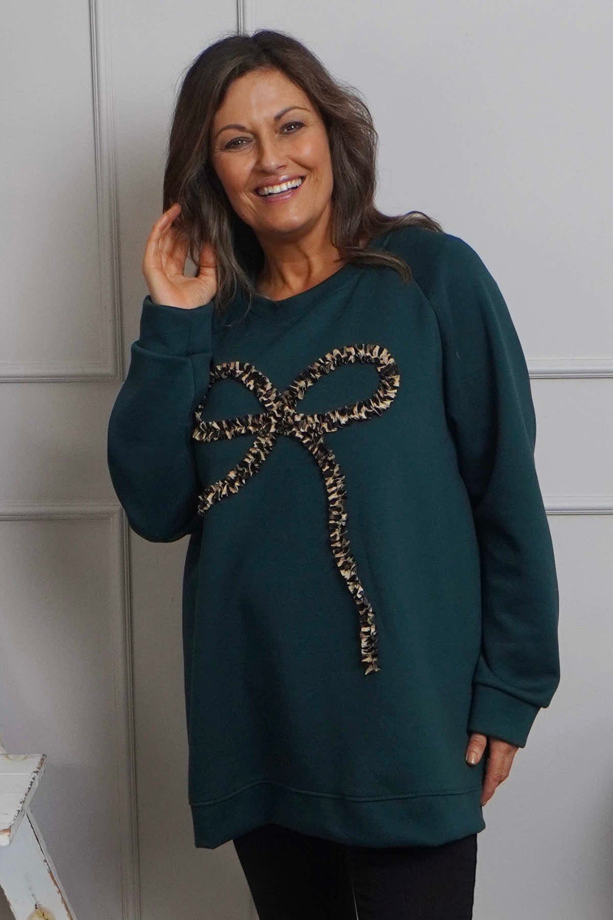 Alice Bow Sweatshirt Bottle Green