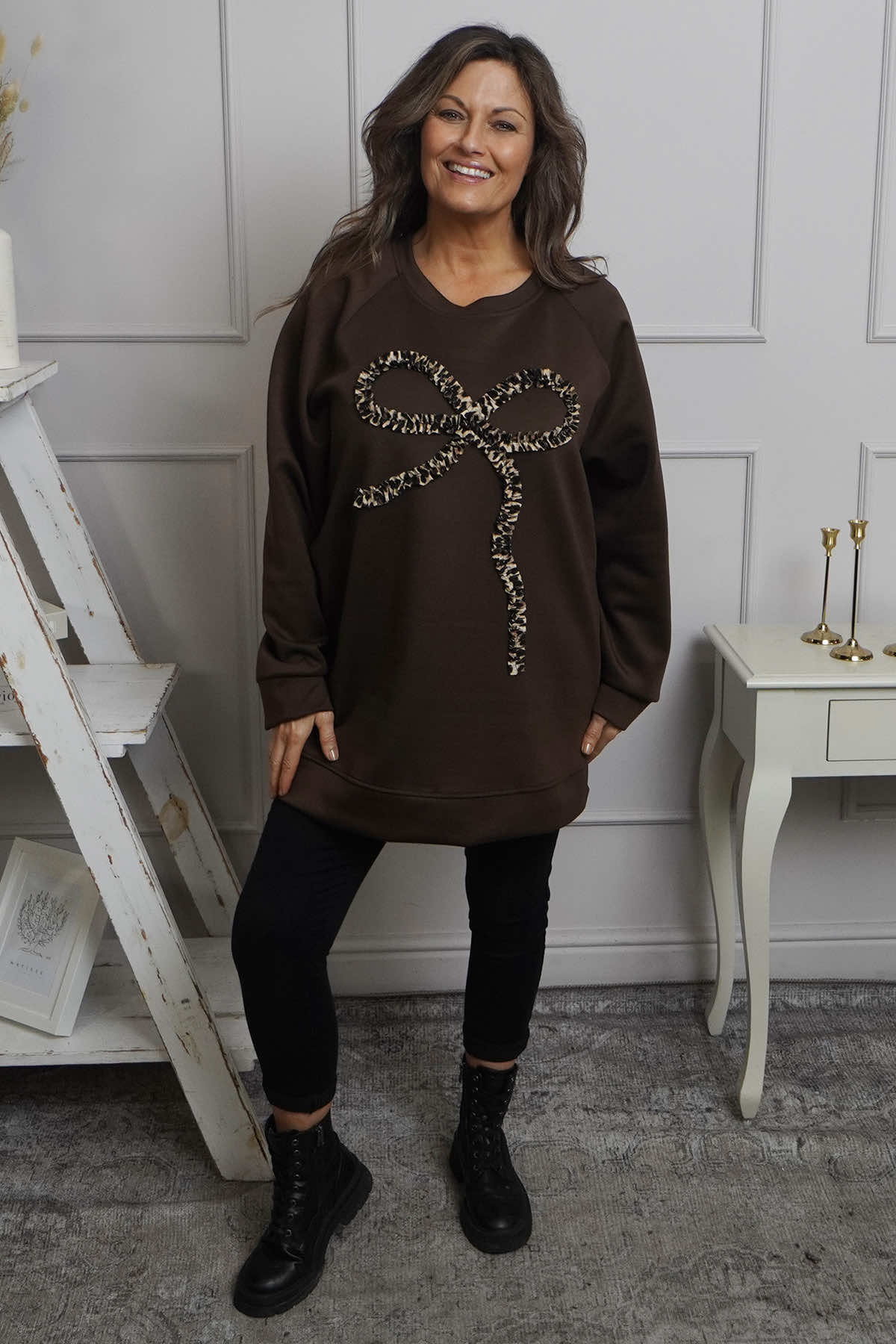 Alice Bow Sweatshirt Cocoa