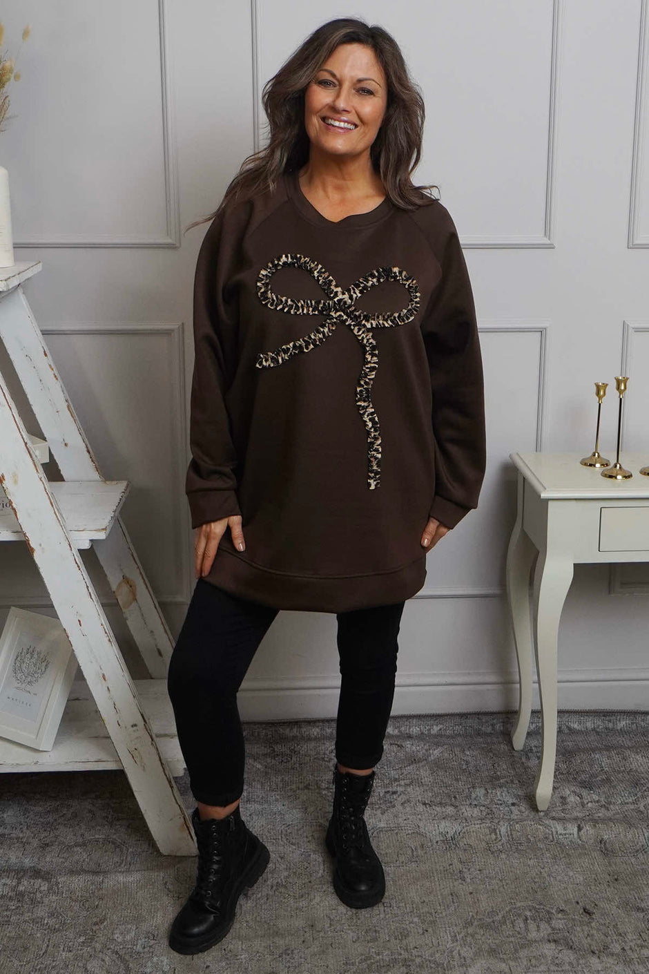 Alice Bow Sweatshirt Cocoa