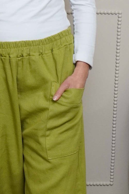 Jerilyn Cotton Trousers Olive - Image 3
