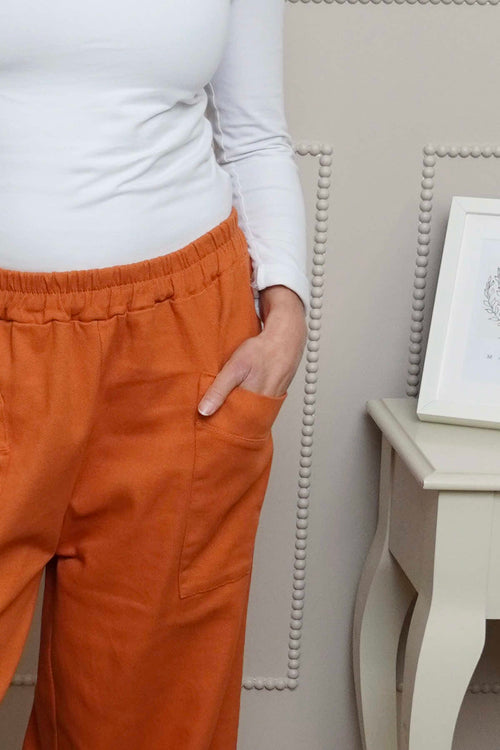 Jerilyn Cotton Trousers Burnt Orange - Image 3