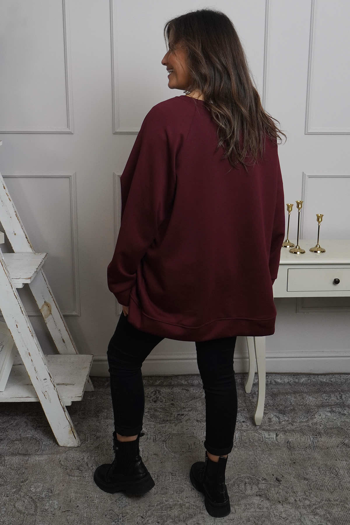 Alice Bow Sweatshirt Wine