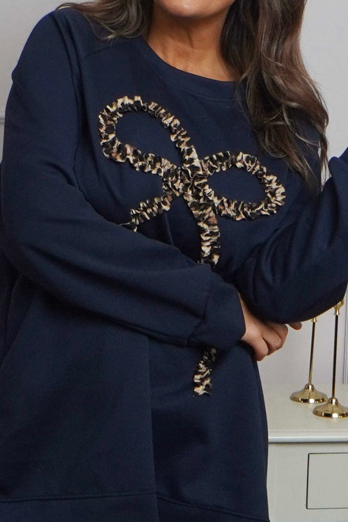 Alice Bow Sweatshirt Navy - Image 3