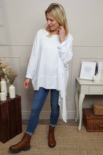 Margie Dip Side Cotton Top White White - Margie Dip Side Cotton Top White