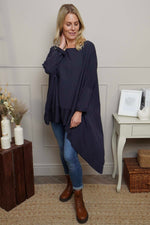 Margie Dip Side Cotton Top Navy Navy - Margie Dip Side Cotton Top Navy