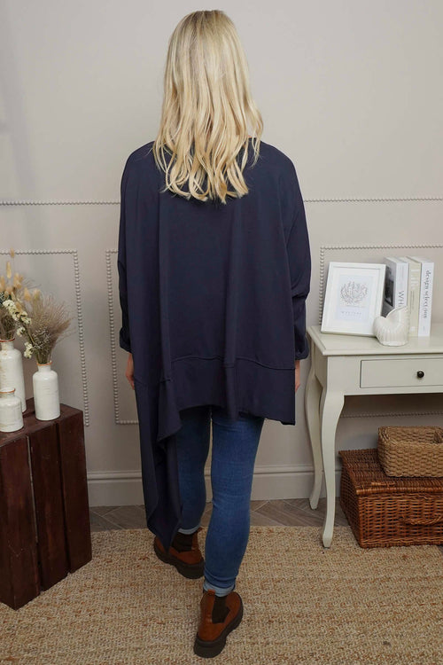 Margie Dip Side Cotton Top Navy - Image 4