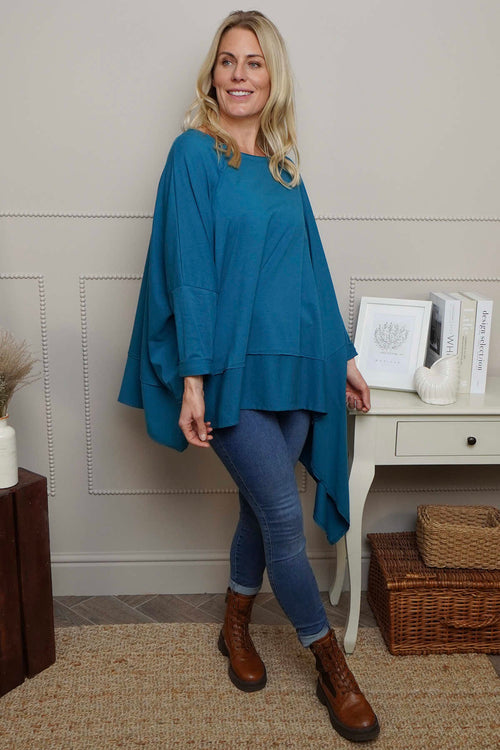 Margie Dip Side Cotton Top Teal - Image 3