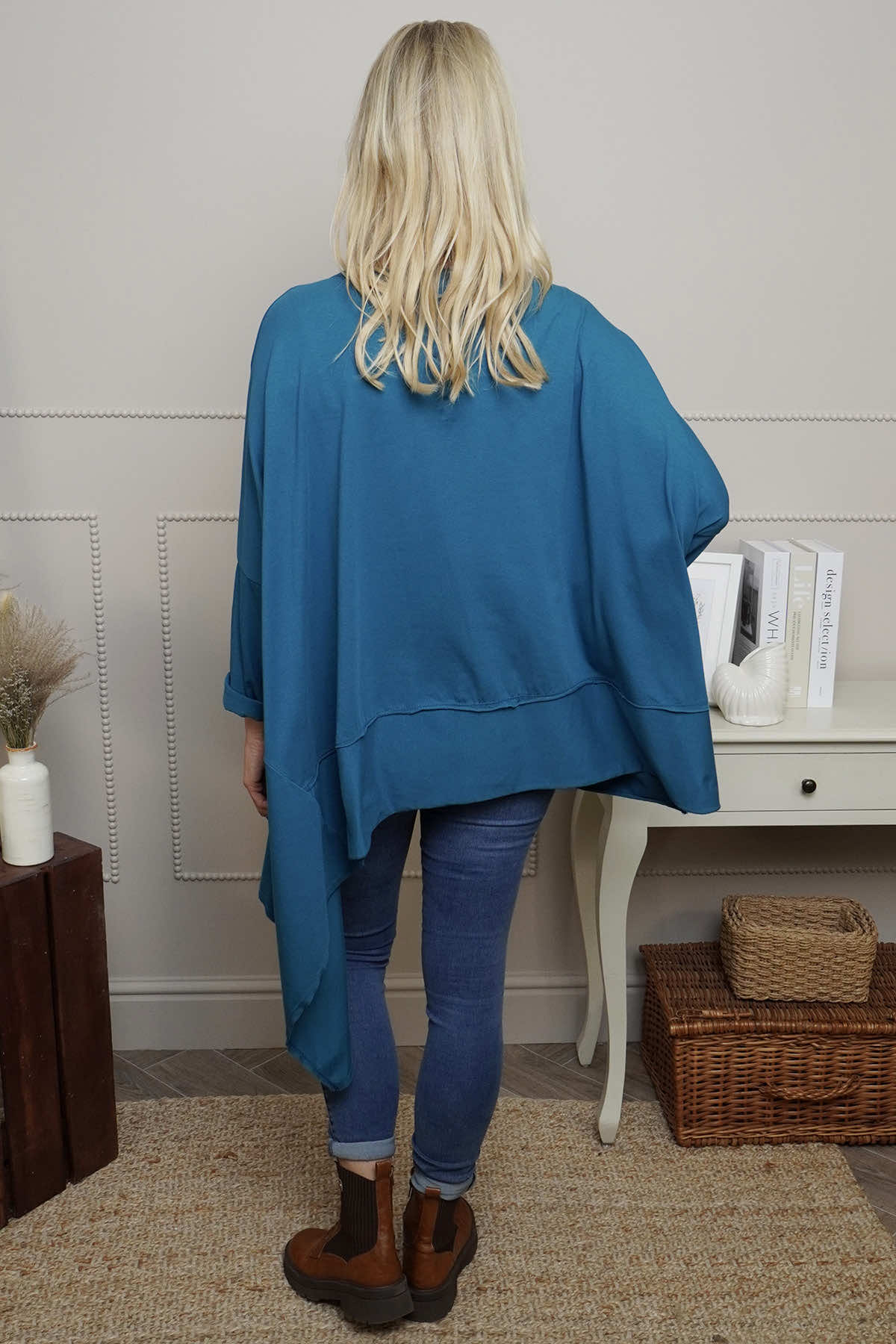 Margie Dip Side Cotton Top Teal