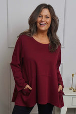 Adeline Pocket Cotton Top Wine Wine - Adeline Pocket Cotton Top Wine