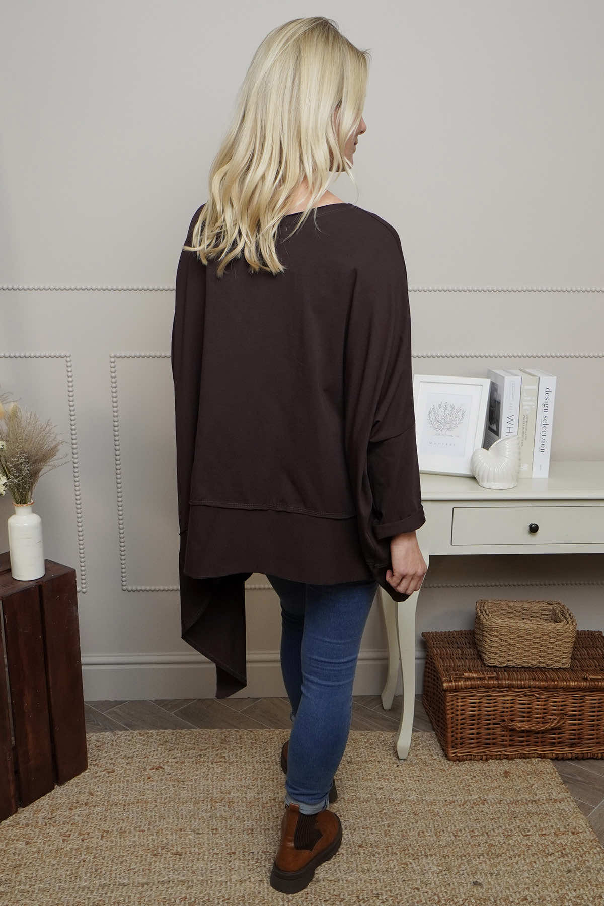 Margie Dip Side Cotton Top Cocoa