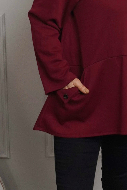 Adeline Pocket Cotton Top Wine - Image 3
