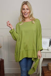 Margie Dip Side Cotton Top Green