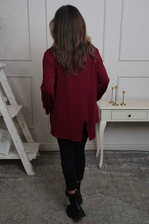 Adeline Pocket Cotton Top Wine - Image 4