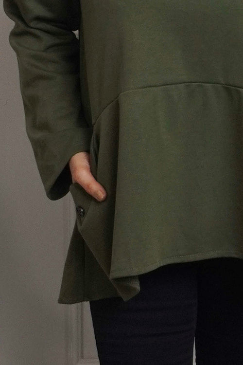 Adeline Pocket Cotton Top Khaki - Image 3