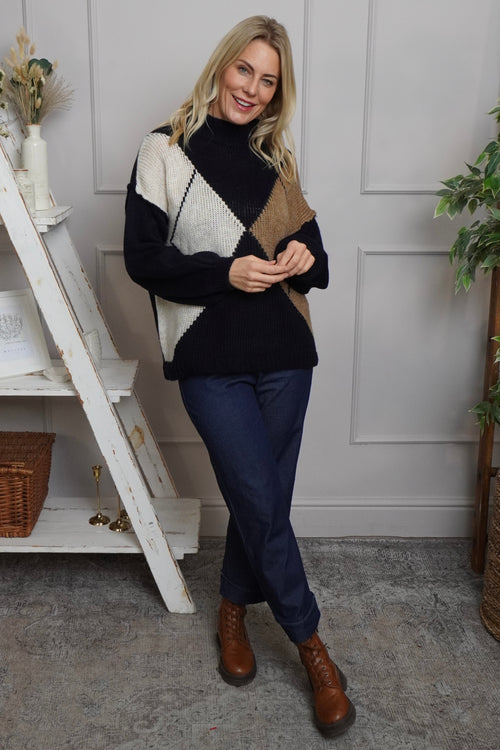 Rodina Argyle Knitted Jumper Navy