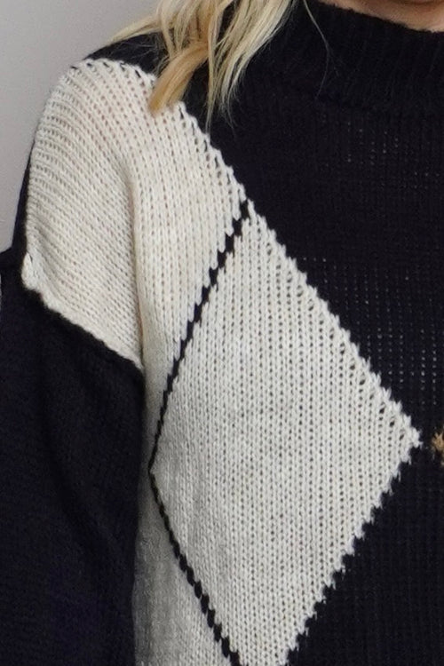 Rodina Argyle Knitted Jumper Navy - Image 3