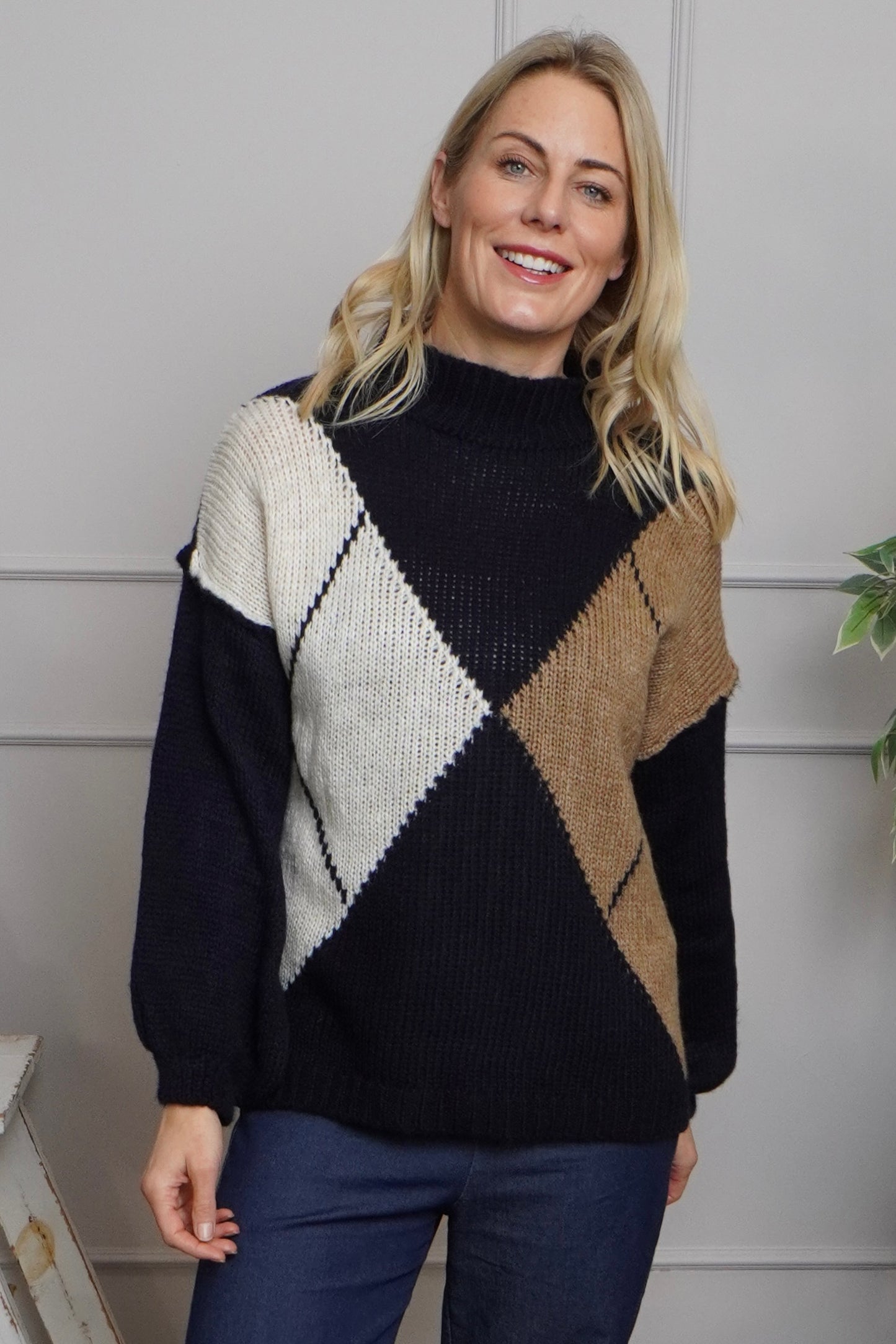 Rodina Argyle Knitted Jumper Navy