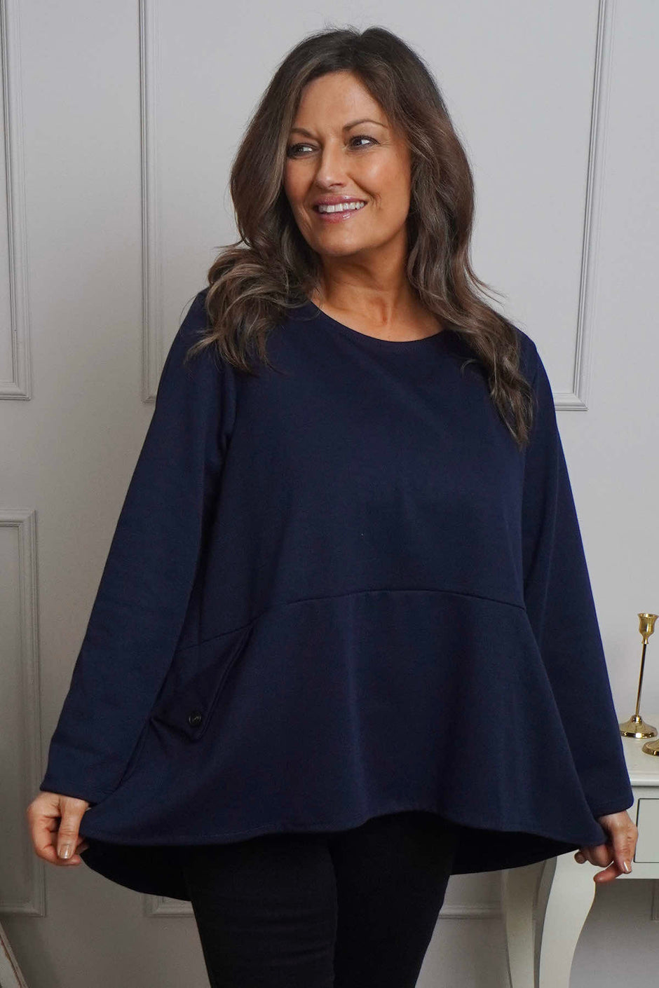 Adeline Pocket Cotton Top Navy