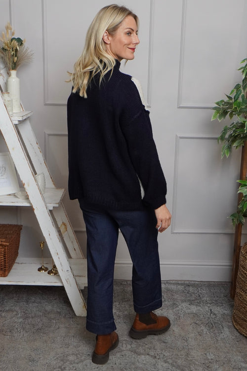 Rodina Argyle Knitted Jumper Navy - Image 4