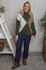 Rodina Argyle Knitted Jumper Khaki Khaki - Rodina Argyle Knitted Jumper Khaki