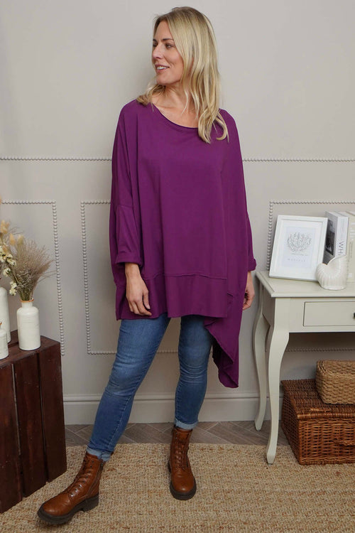Margie Dip Side Cotton Top Purple - Image 3