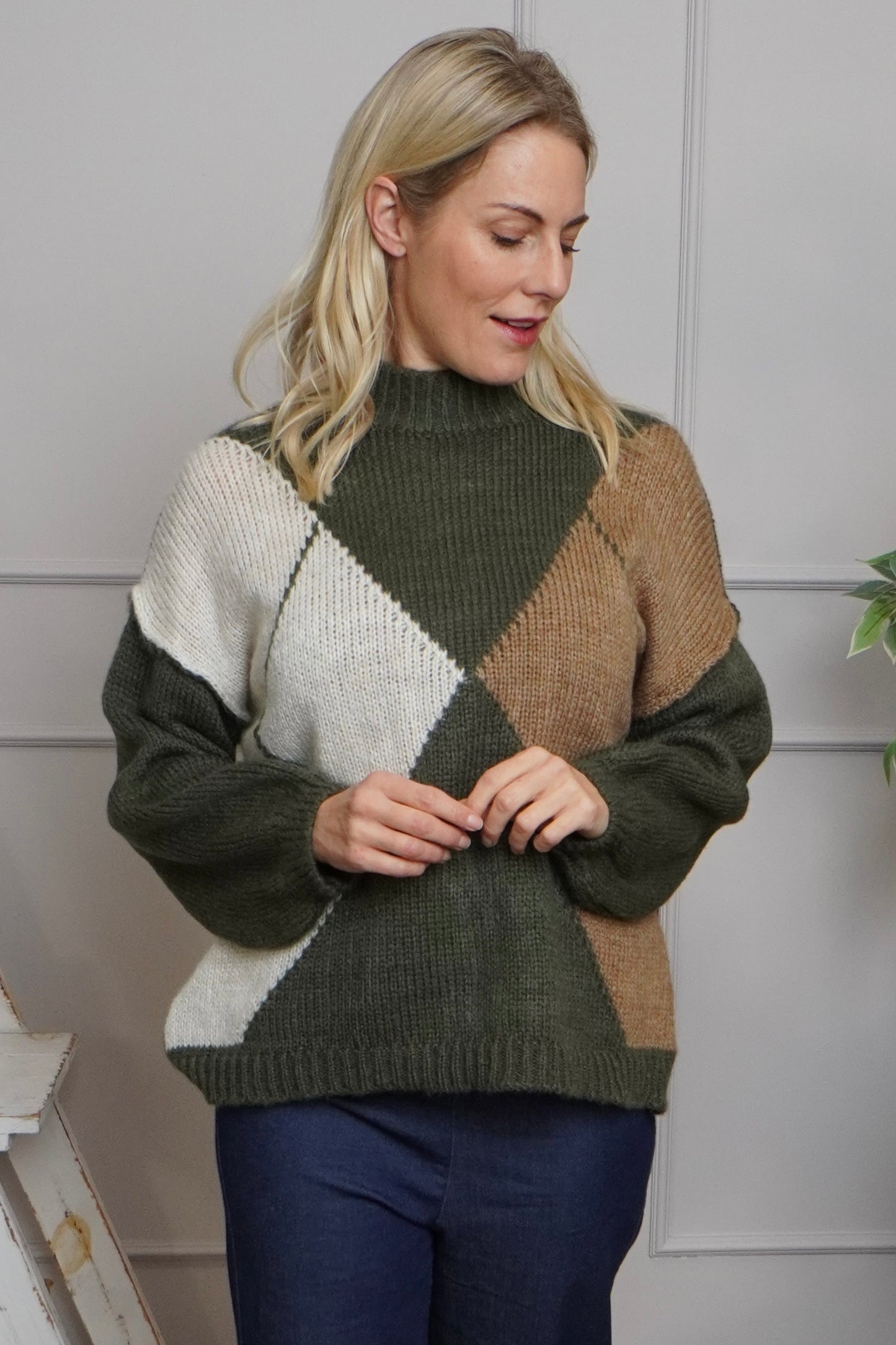 Rodina Argyle Knitted Jumper Khaki