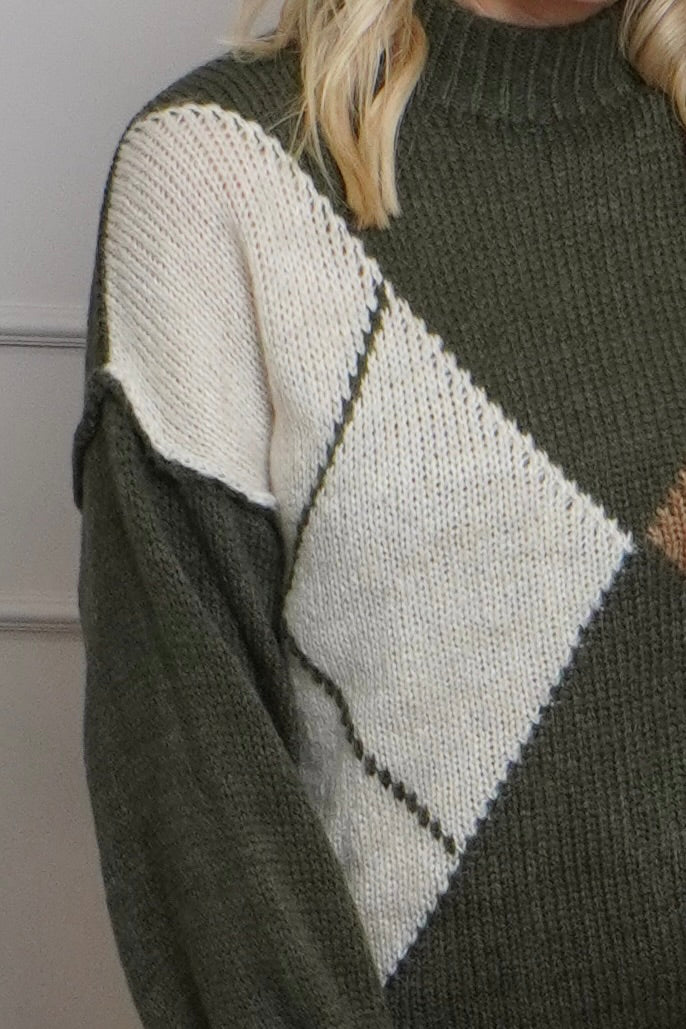 Rodina Argyle Knitted Jumper Khaki