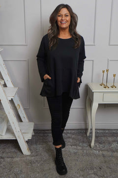 Adeline Pocket Cotton Top Black