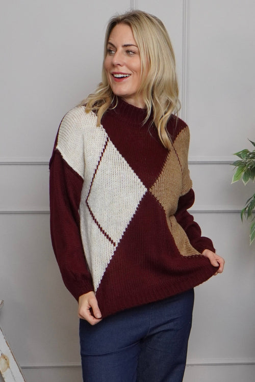 Rodina Argyle Knitted Jumper Wine