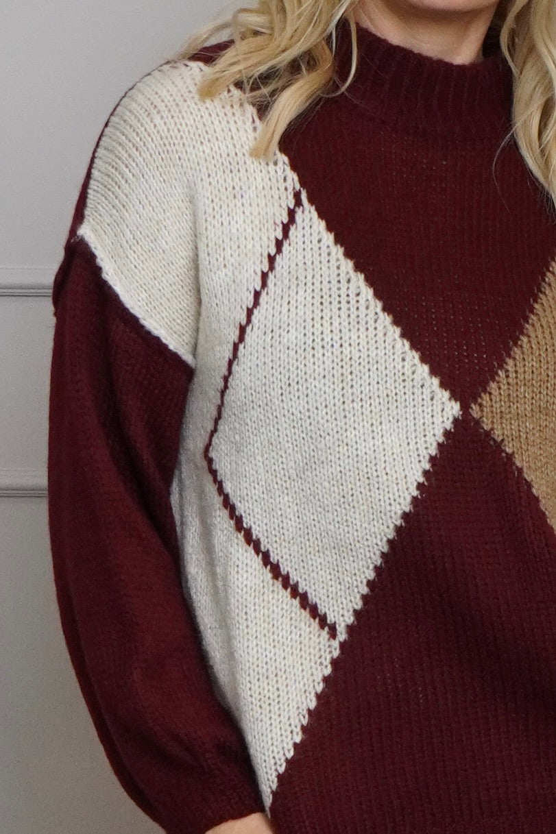 Rodina Argyle Knitted Jumper Wine