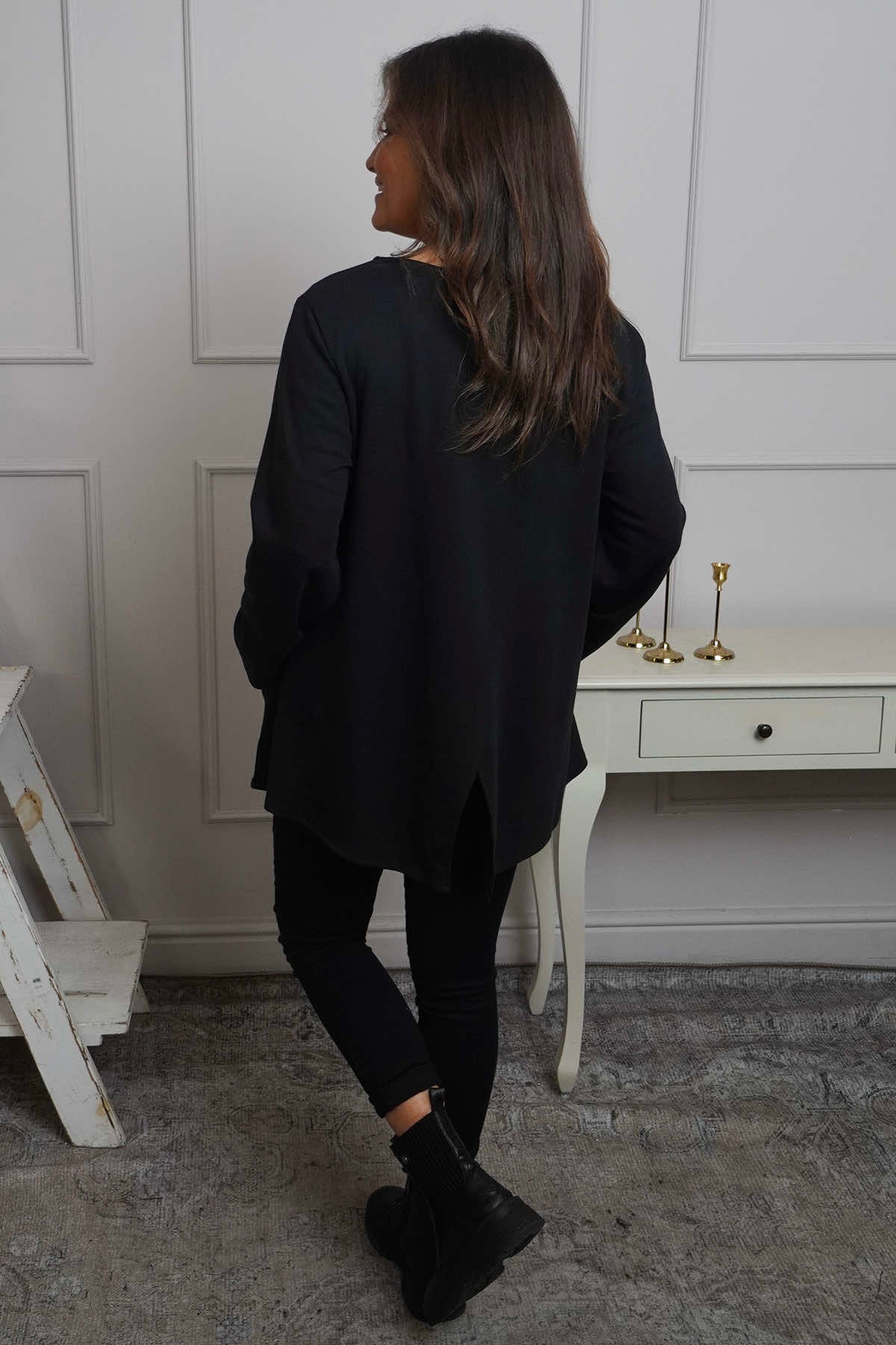 Adeline Pocket Cotton Top Black