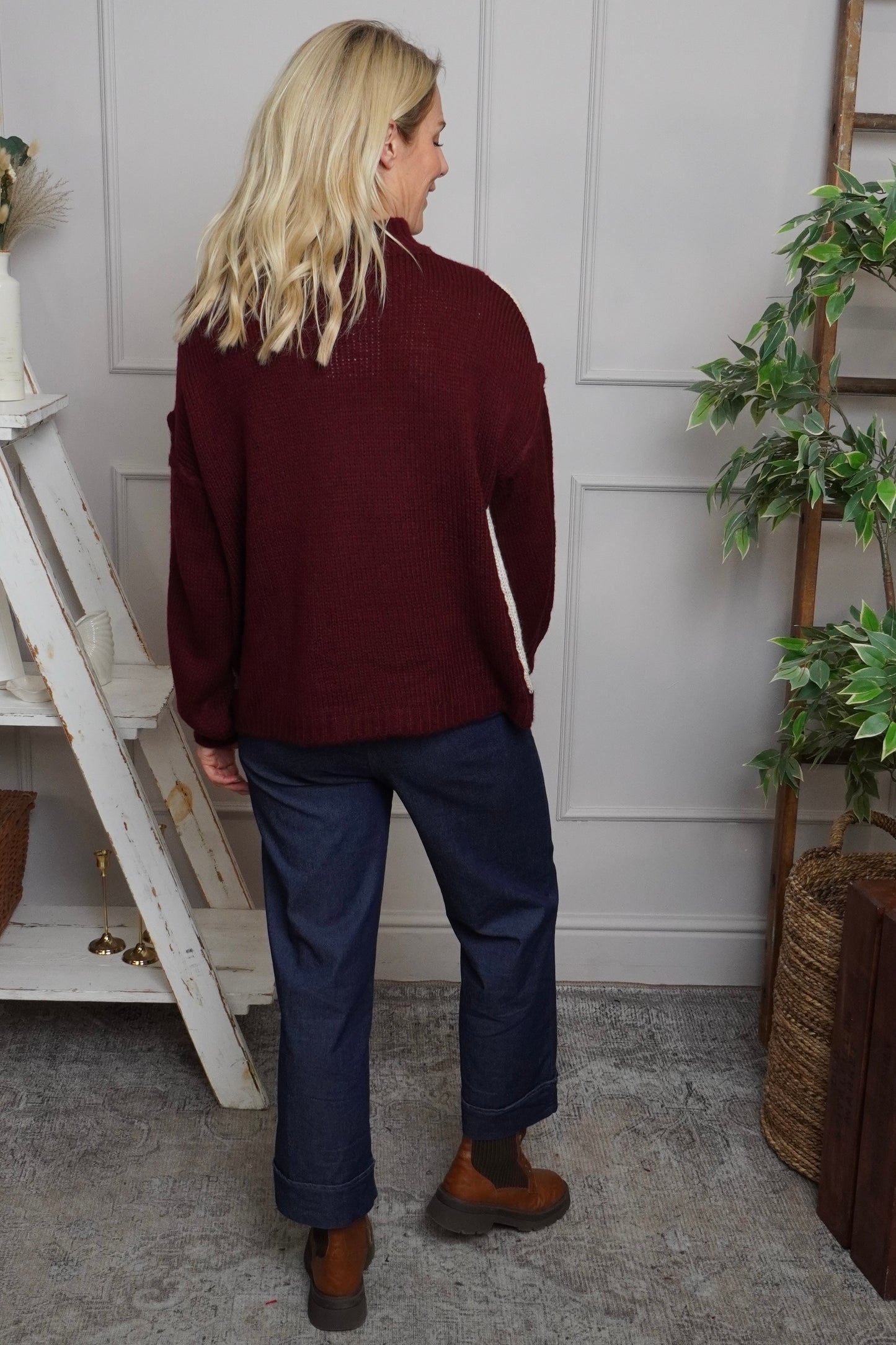 Rodina Argyle Knitted Jumper Wine