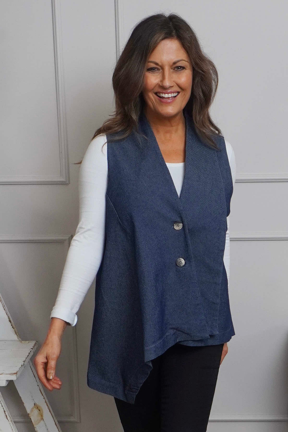 Venera Denim Waistcoat Dark Denim