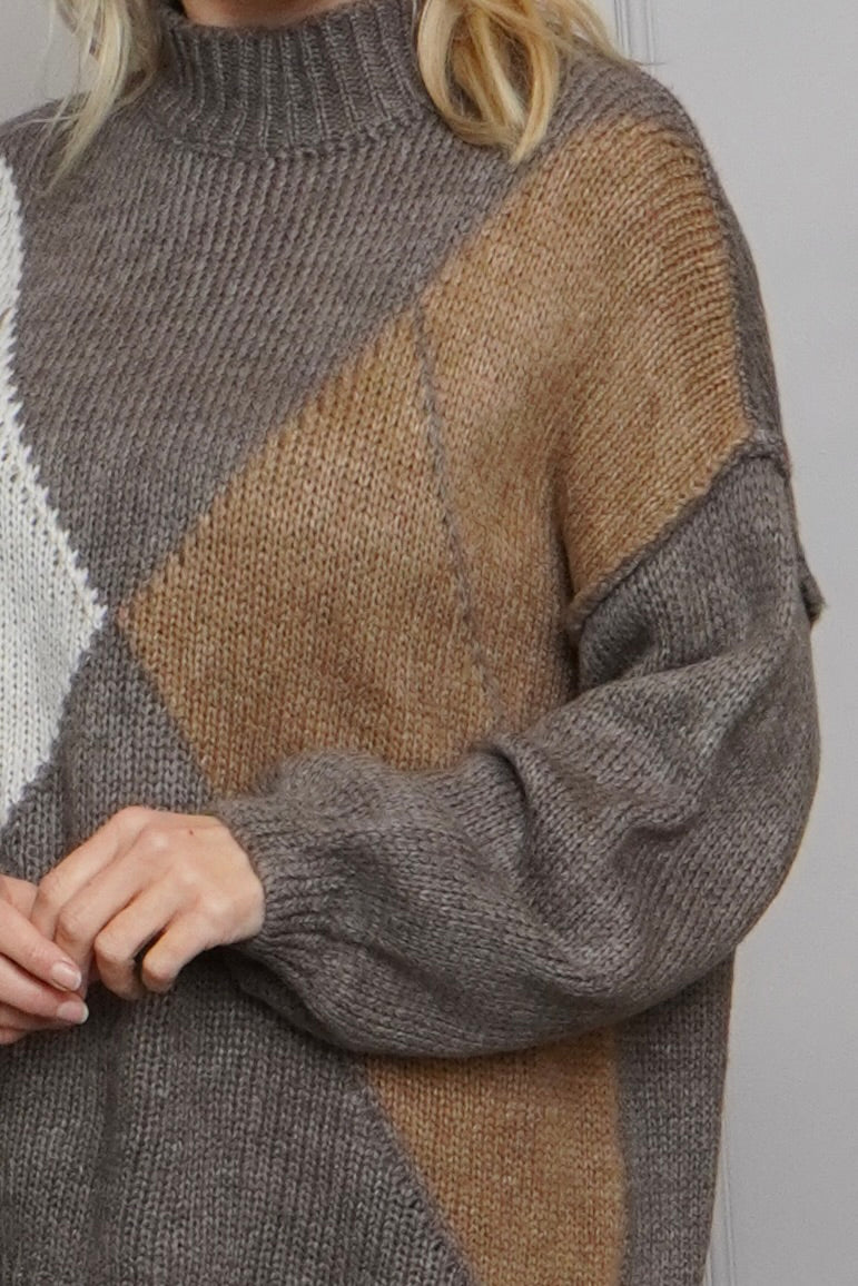 Rodina Argyle Knitted Jumper Mocha