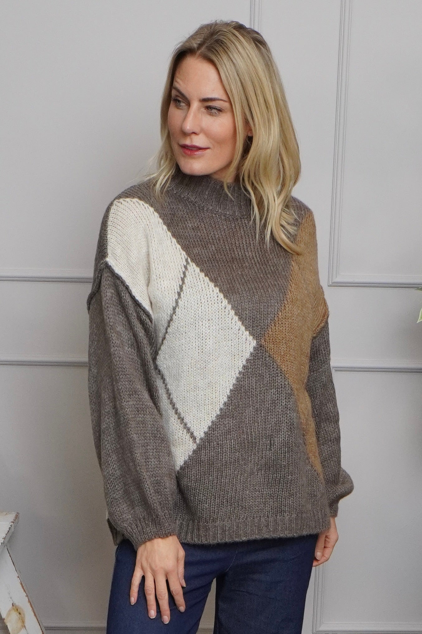 Rodina Argyle Knitted Jumper Mocha