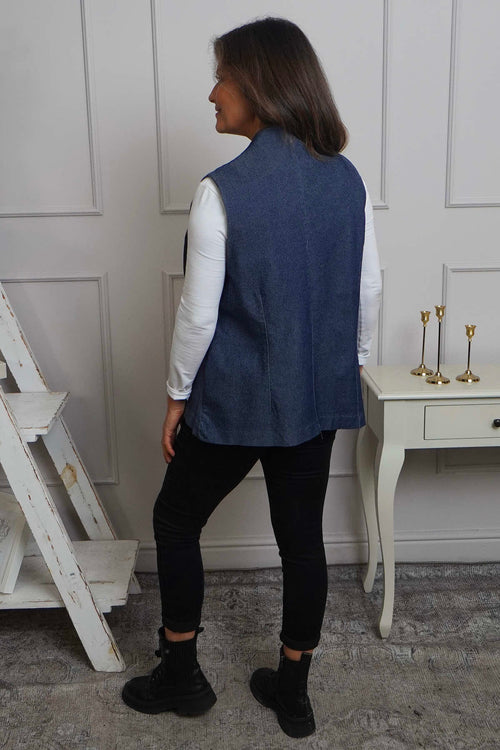 Venera Denim Waistcoat Dark Denim - Image 4