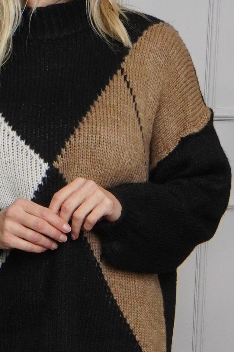 Rodina Argyle Knitted Jumper Black