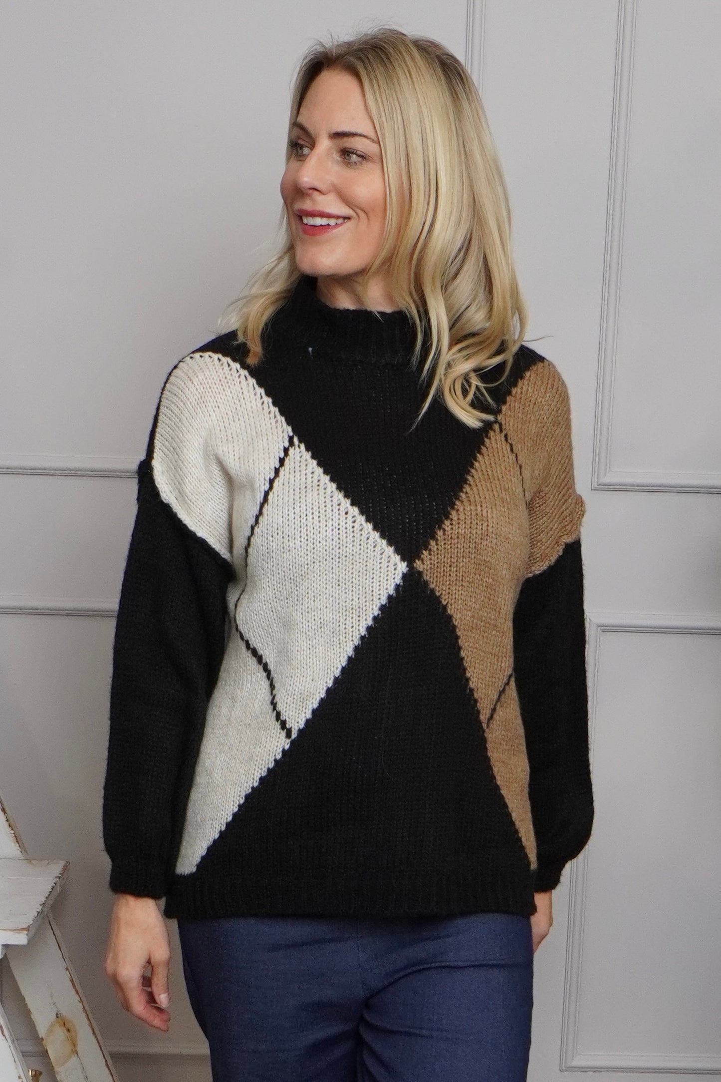 Rodina Argyle Knitted Jumper Black