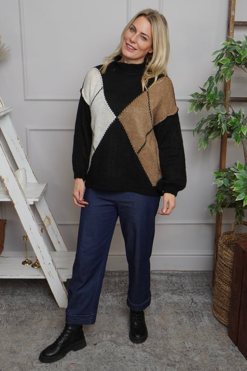 Rodina Argyle Knitted Jumper Black