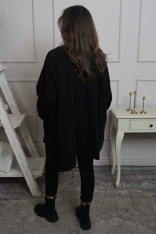 Shauna Button Pocket Needlecord Top Black - Image 4