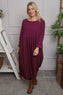 Tina Ribbed Detail Cotton Dress Burgundy