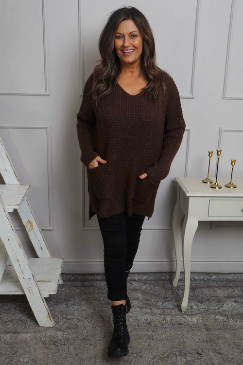 Alira Waffle Knitted Jumper Cocoa