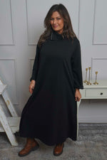 Wanda Zip Polo Cotton Dress Black Black - Wanda Zip Polo Cotton Dress Black